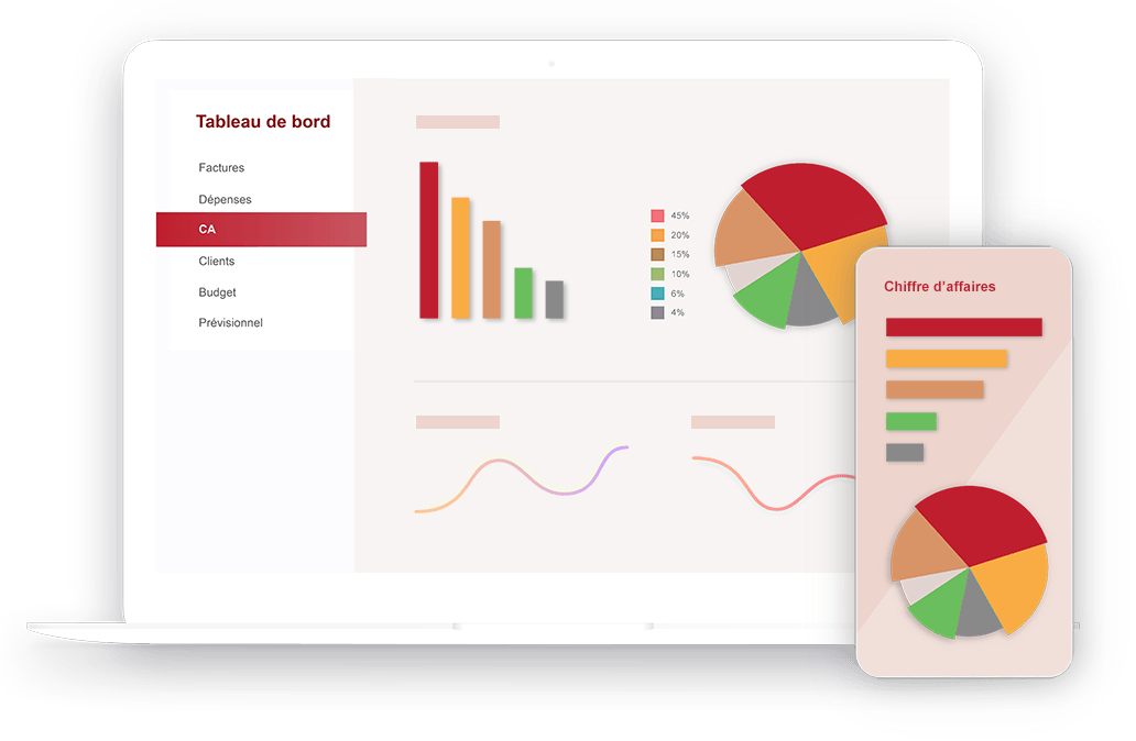 Comptabilité en ligne, ordinateur et smartphone